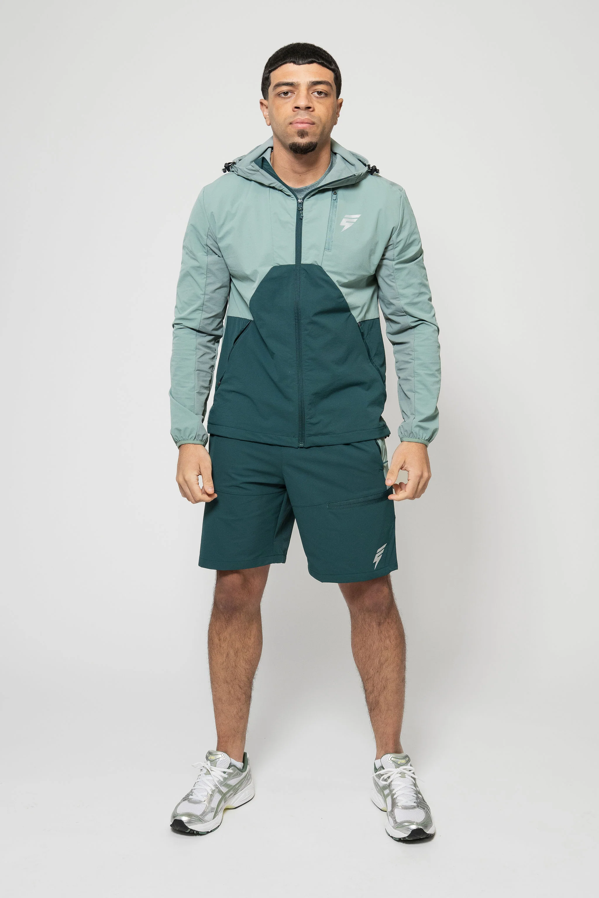 APEX JACKET SHORT SET - TEAL/FOREST GREEN/MINT