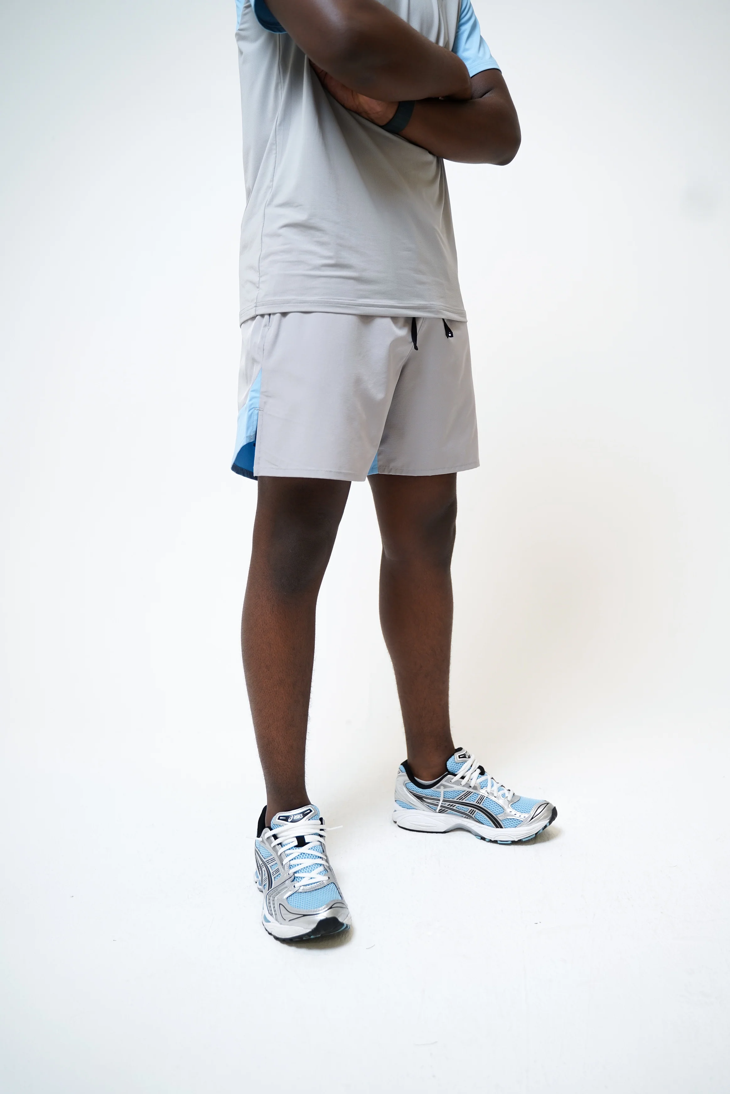 SPLIT SHORTS - LIGHT GREY/BABY BLUE - Image 3