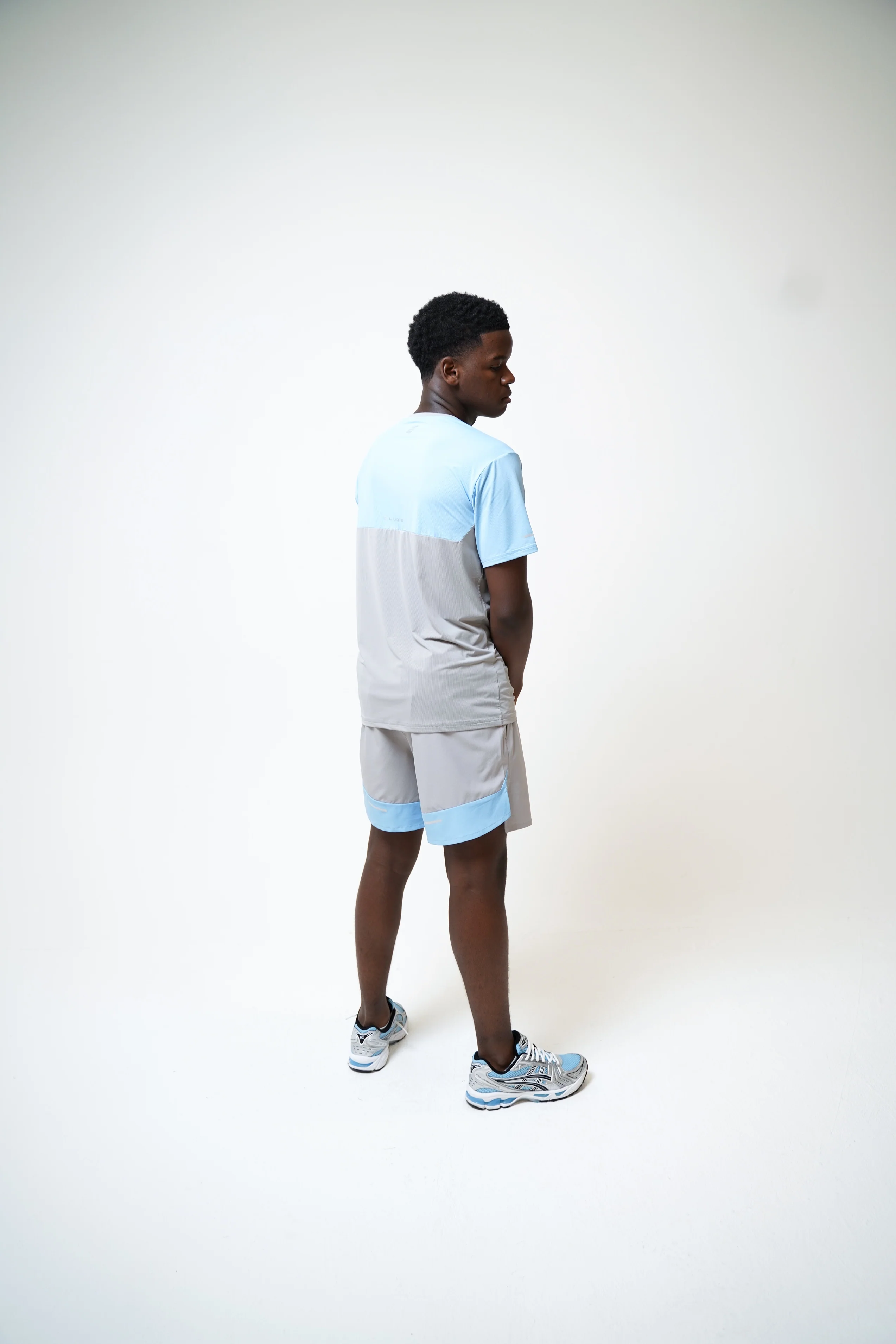 SPLIT SHORTS - LIGHT GREY/BABY BLUE - Image 5