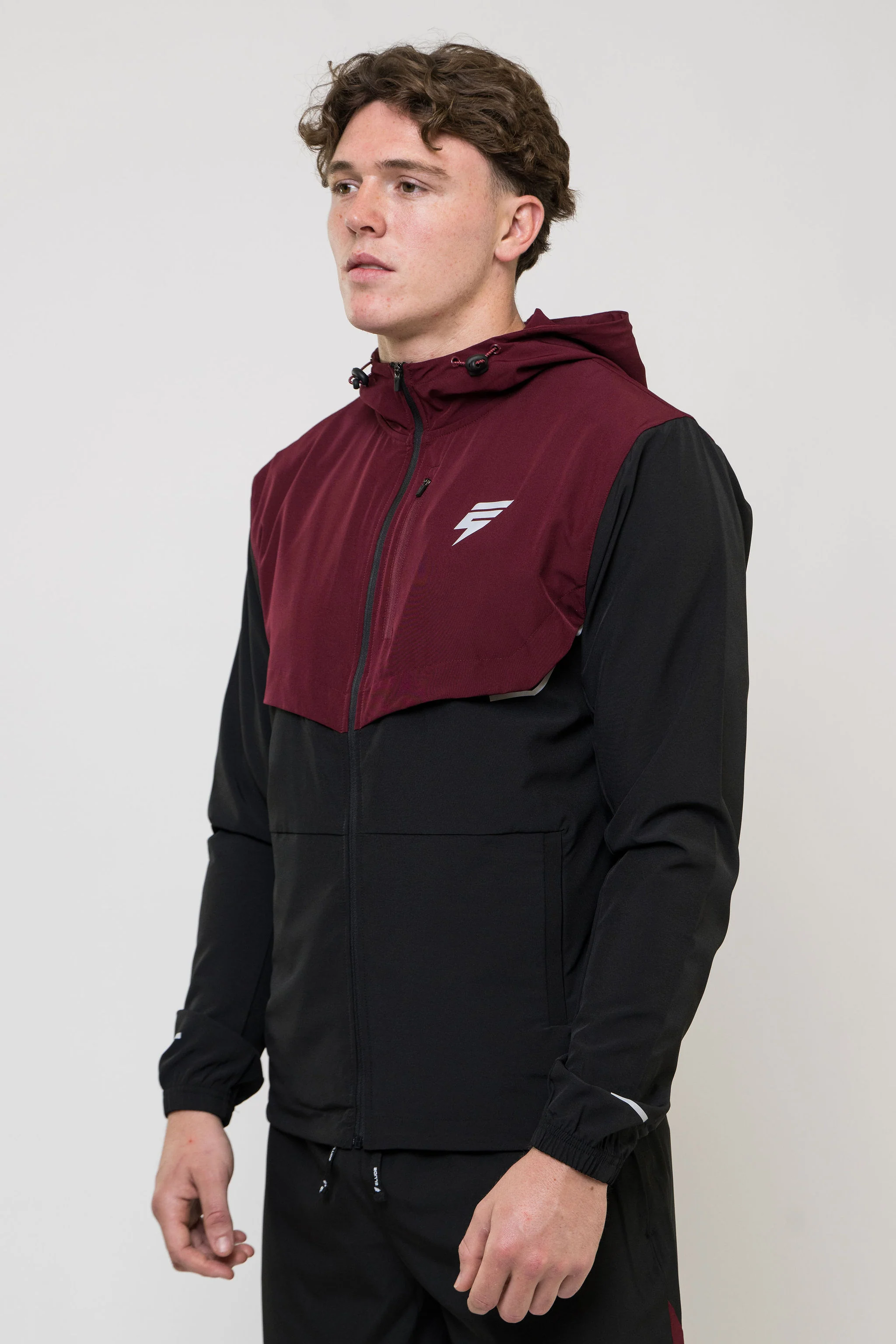 TRACK JACKET SHORT SET - BLACK/MAROON - Image 6
