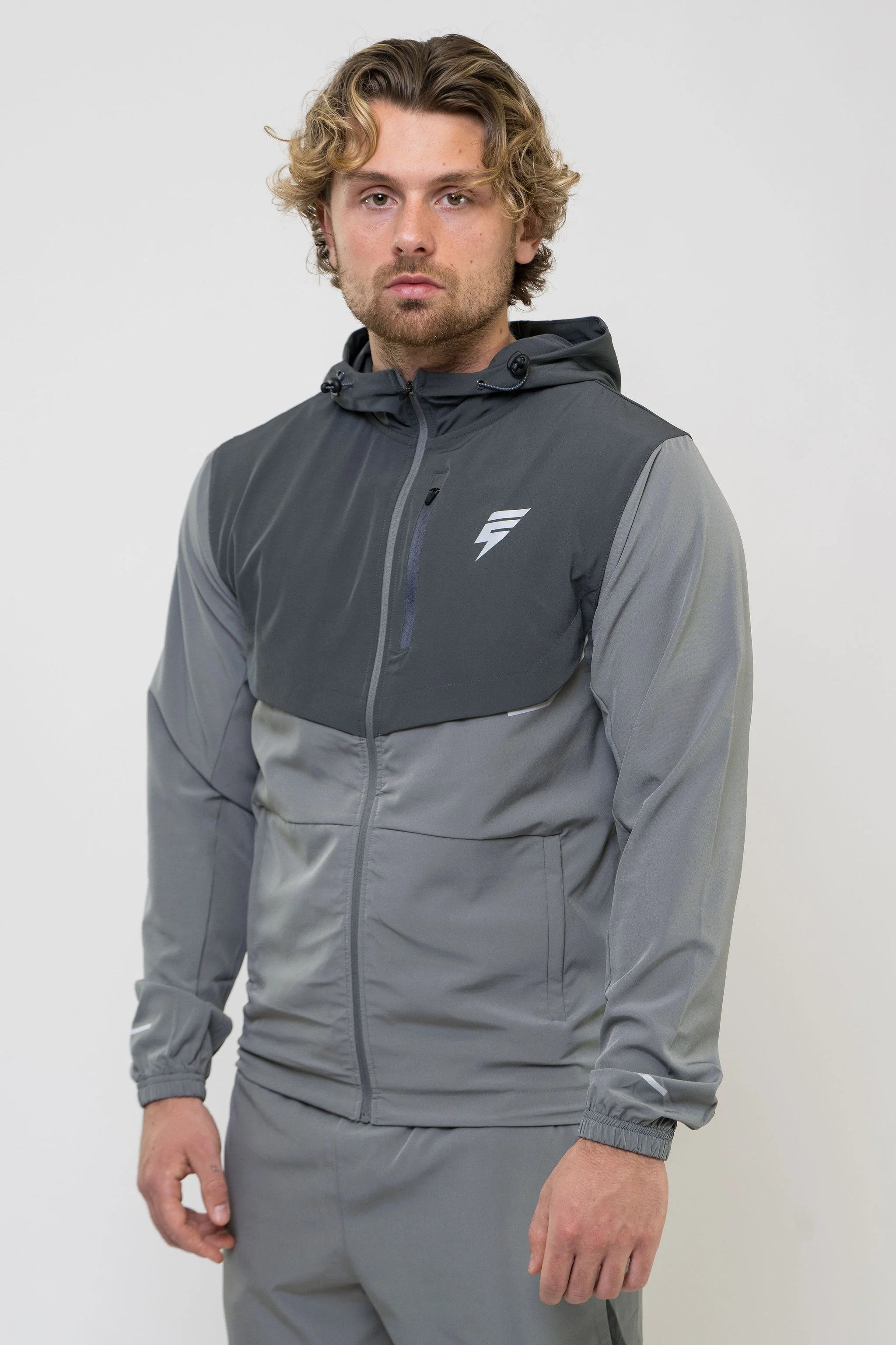 TRACK JACKET SHORT SET - LIGHT GREY/GREY - Image 4