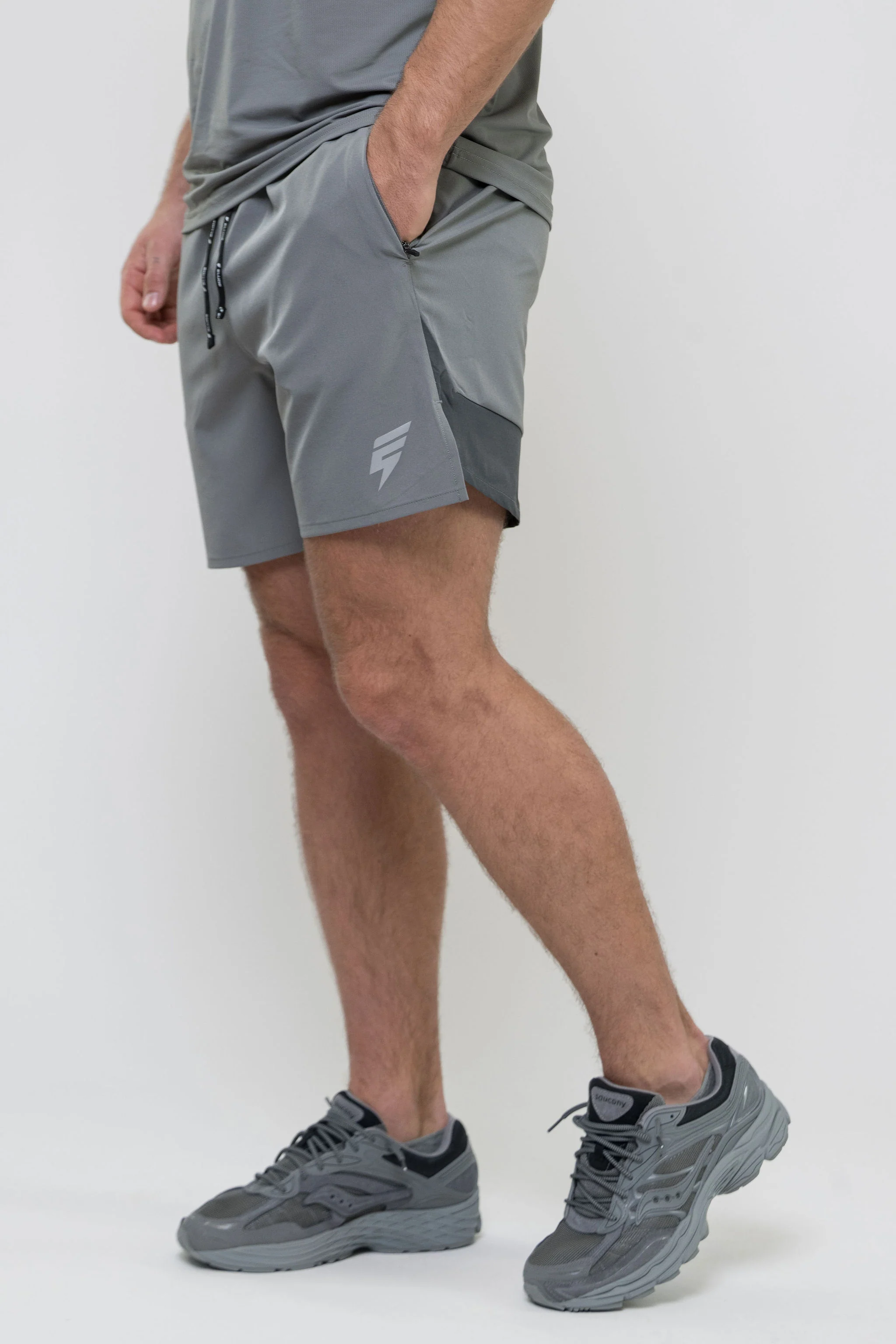 TRACK JACKET SHORT SET - LIGHT GREY/GREY - Image 8