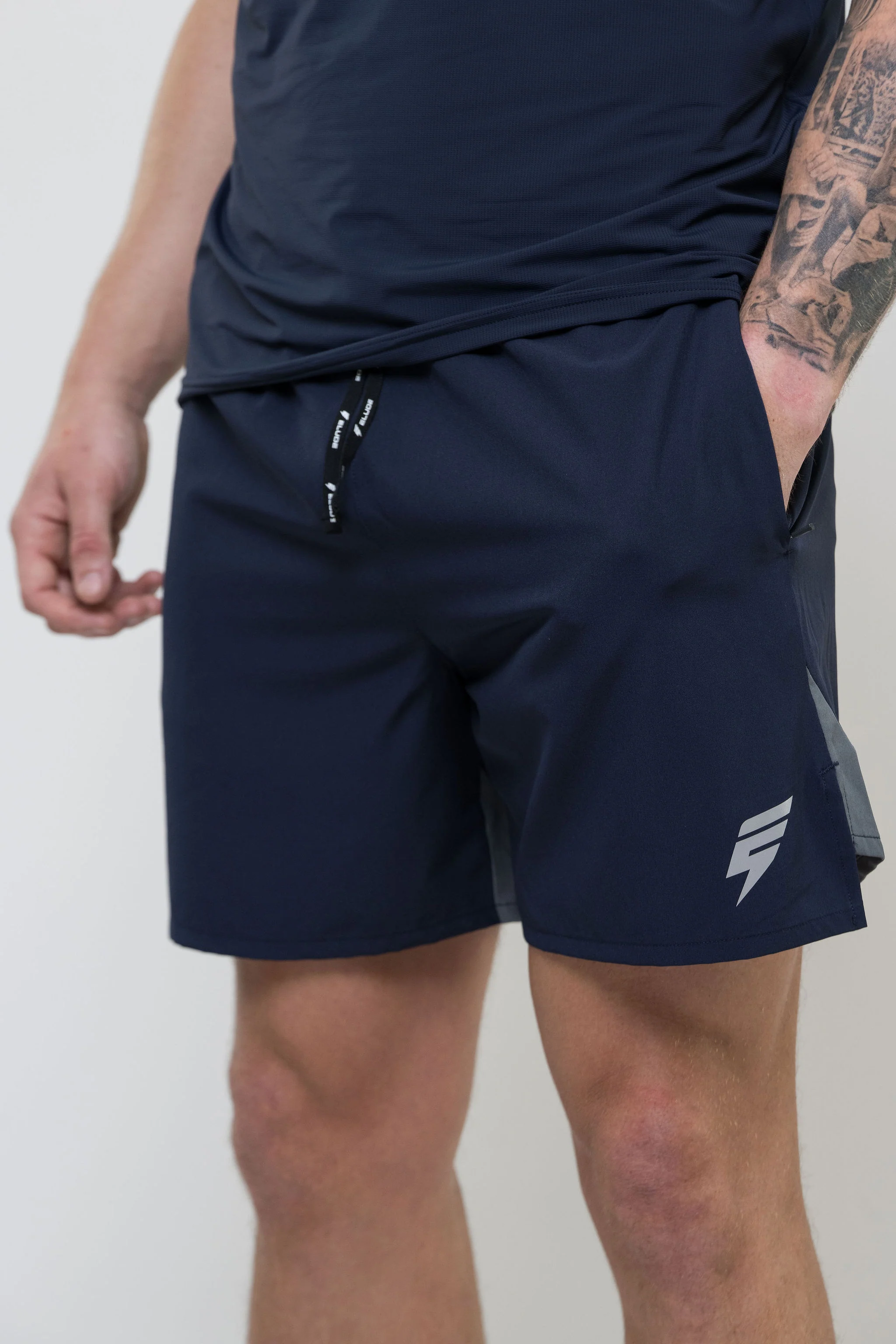 TRACK SHORT SET - NAVY/LIGHT GREY - Image 9